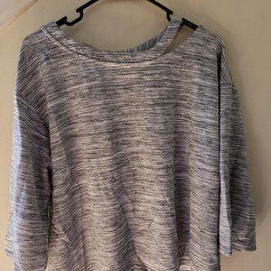 White and Grey Pattern Top w Slight Cold Shoulder